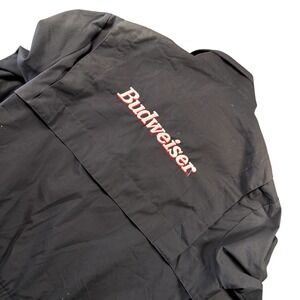 VTG Budweiser track‎ Jacket Black Embroidered Windbreaker Full Zip Workwear 48L